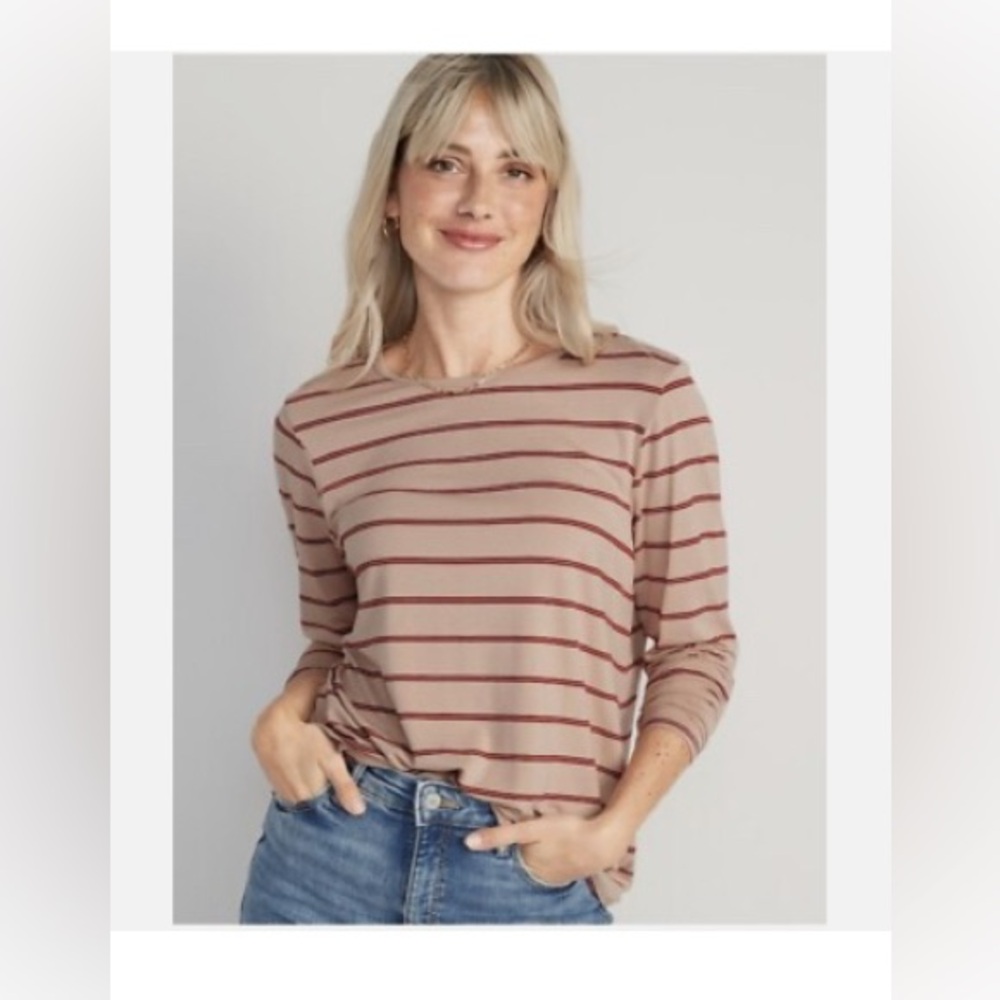 Old Navy Pink Fitted 3/4 Sleeve T-Shirt
